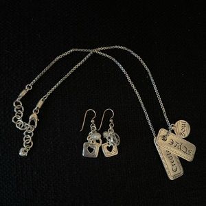 Brighton “Create, Soul and Style” tags necklace and charm earrings